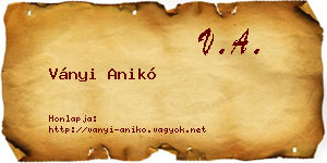 Ványi Anikó névjegykártya